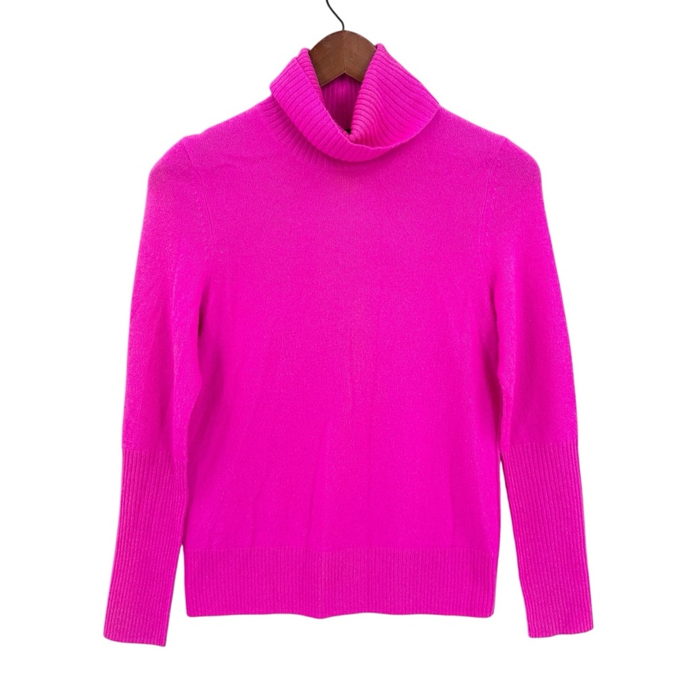 AQUA CASHMERE Turtleneck Sweater  Soft Luxury Hot Pink Long Sleeve